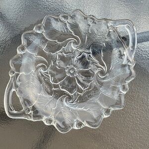 Indiana Glass Wild Rose Lily Pons Pattern #7 Handled Cake or Sandwich Plate 12"